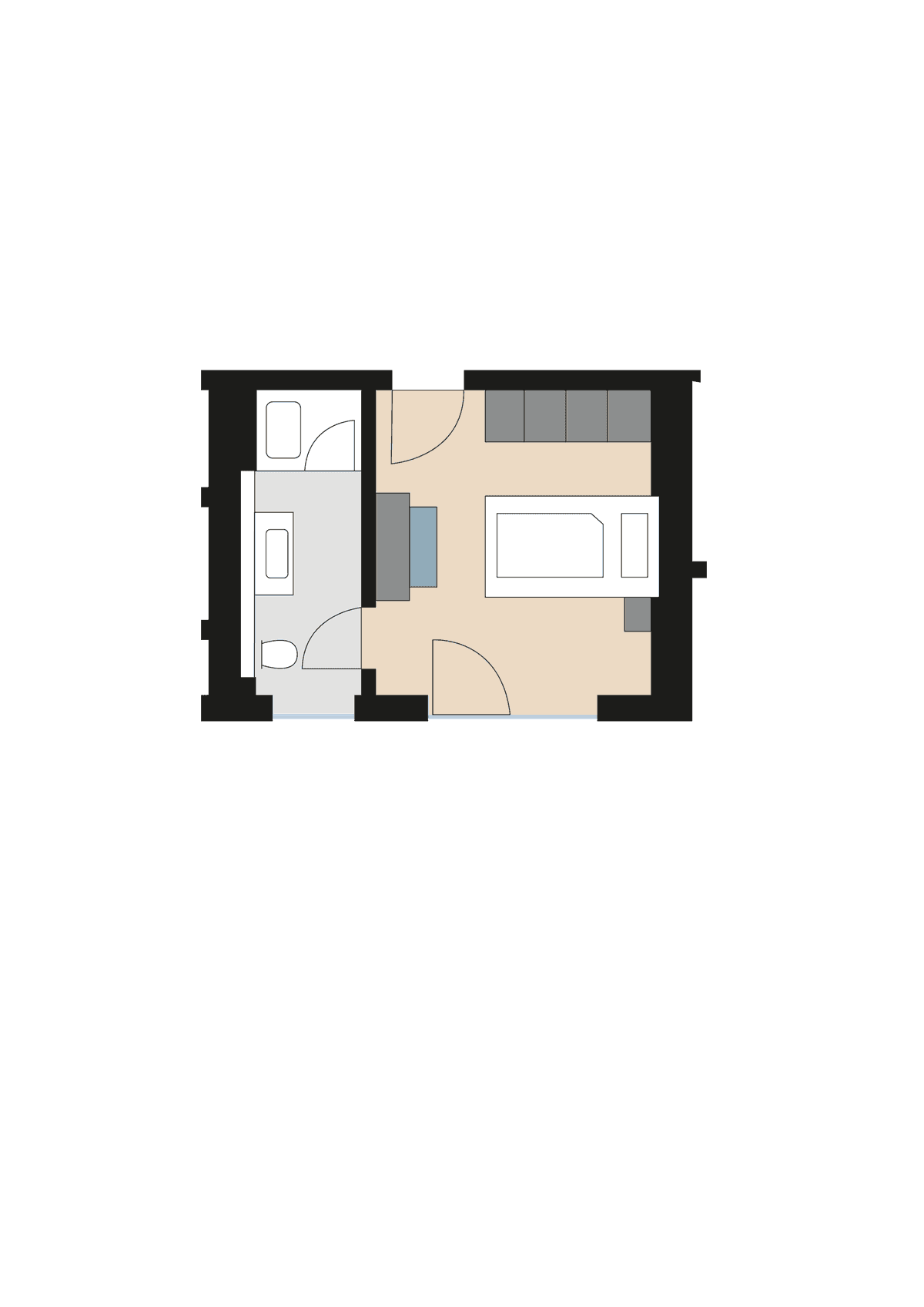 Grundriss Modernes Einzelzimmer (Buhlbachsaue)