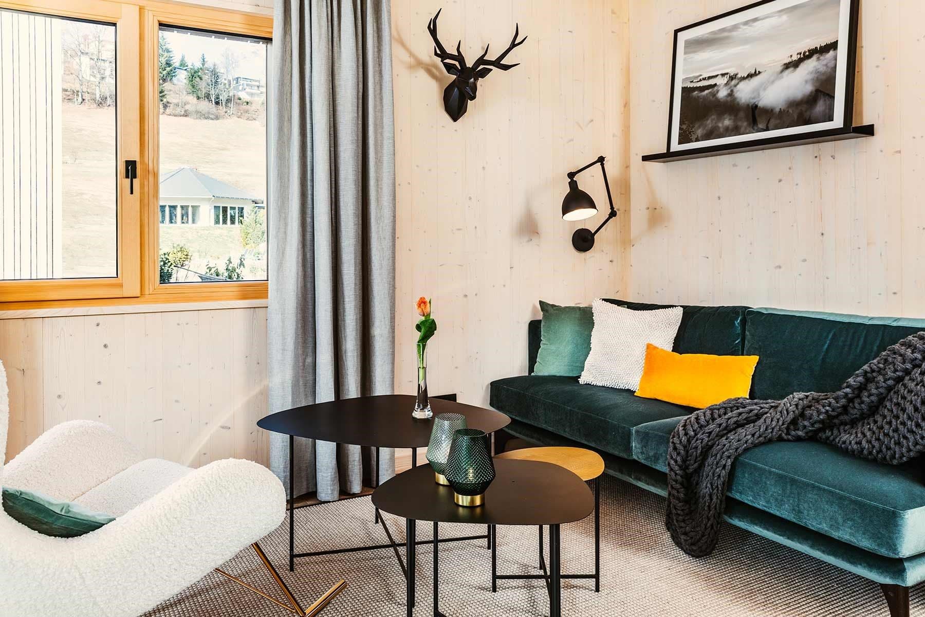 Modernes Engel-Chalet – Wohnbereich