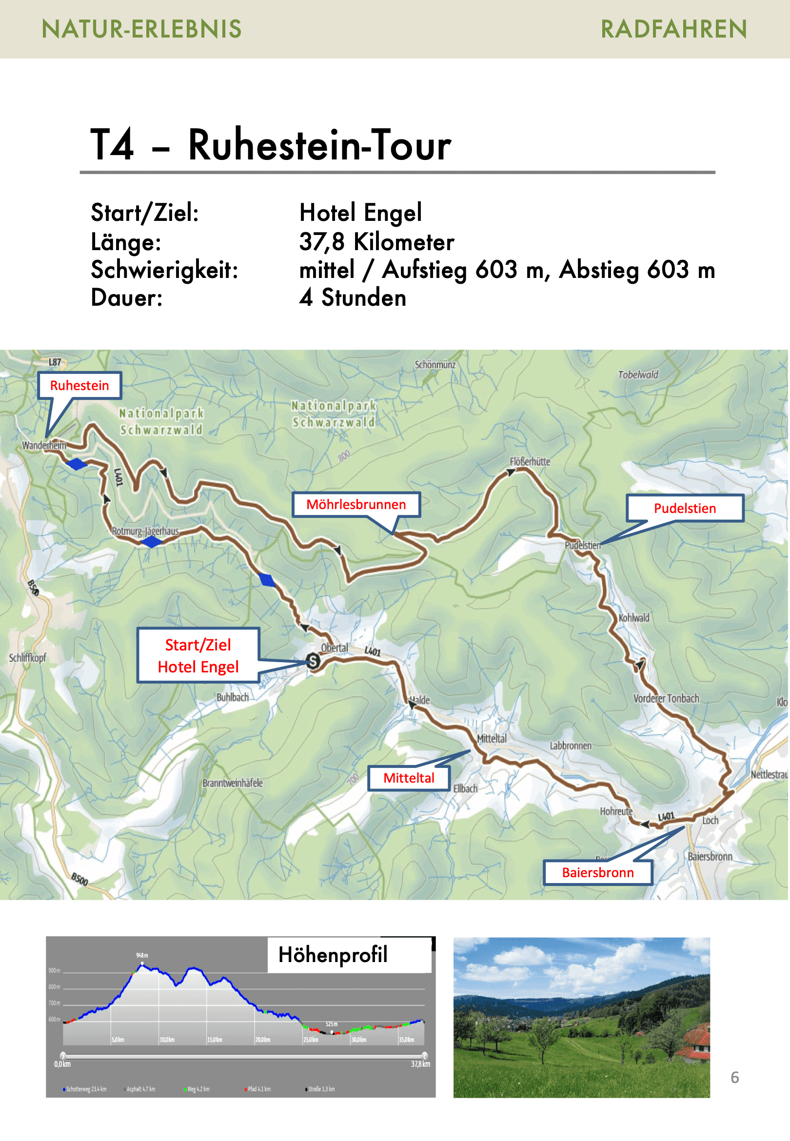 Radtouren-Broschüre Seite 6: Tourenkarte T4-Ruhestein-Tour