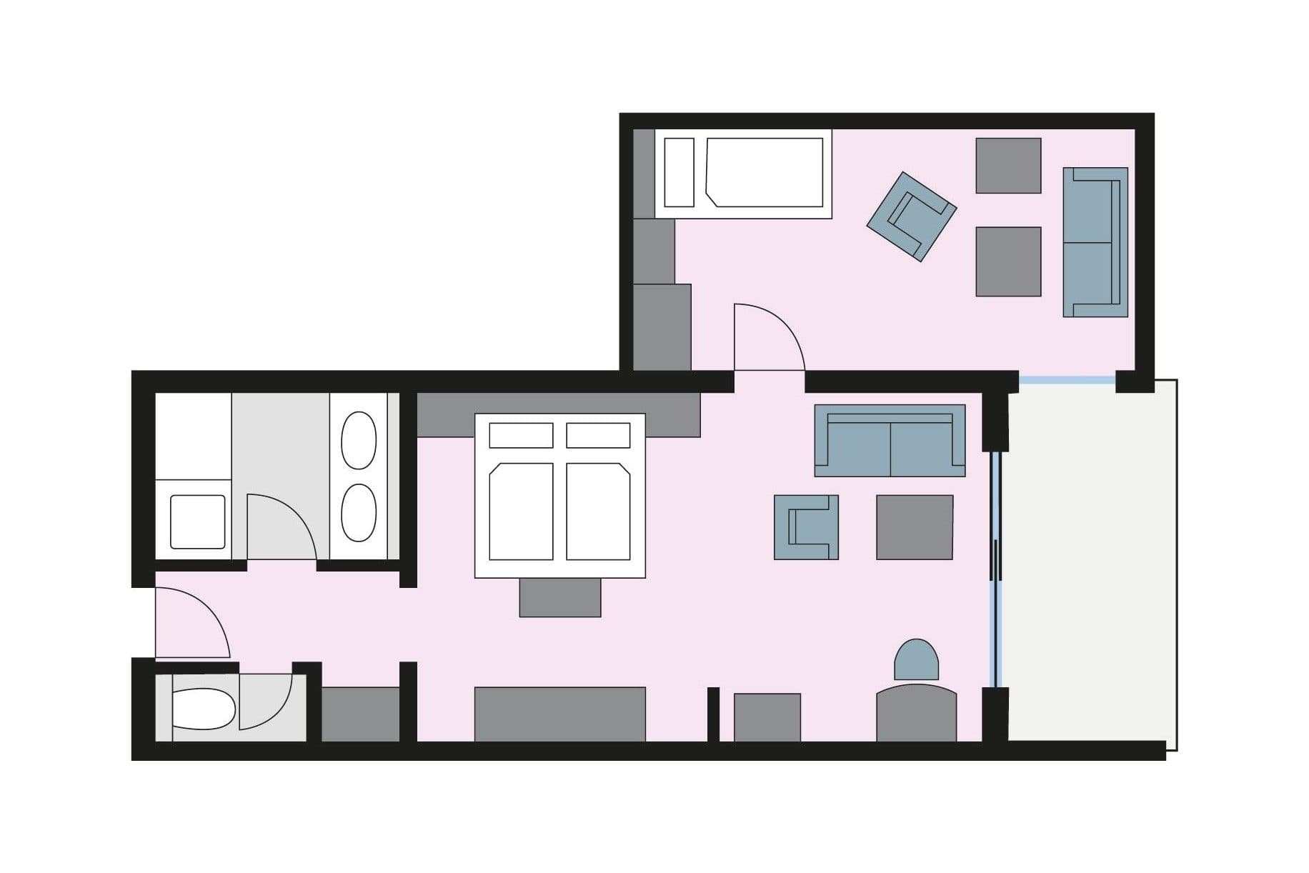 Grundriss des Traditionellen Appartements im Engel Obertal