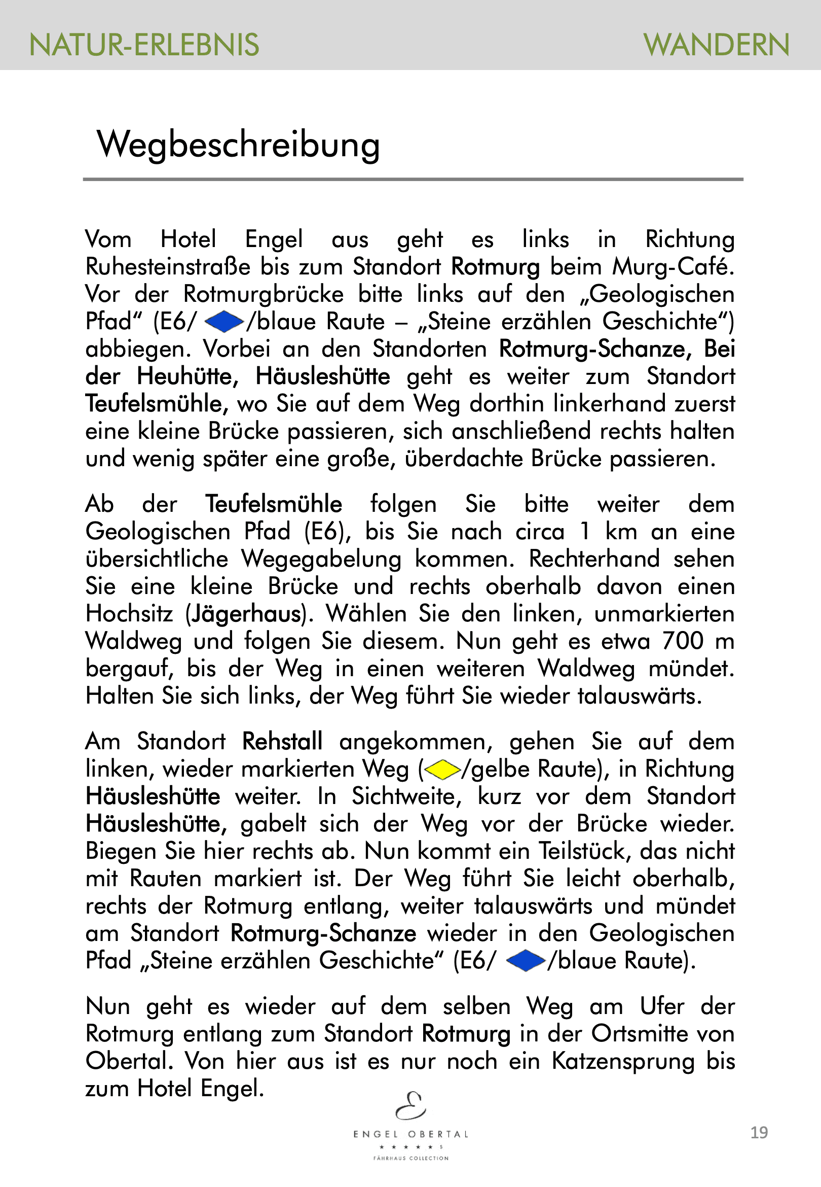 Wandertouren-Broschüre Seite 19: Wegbeschreibung Tour ins Rotmurgtal