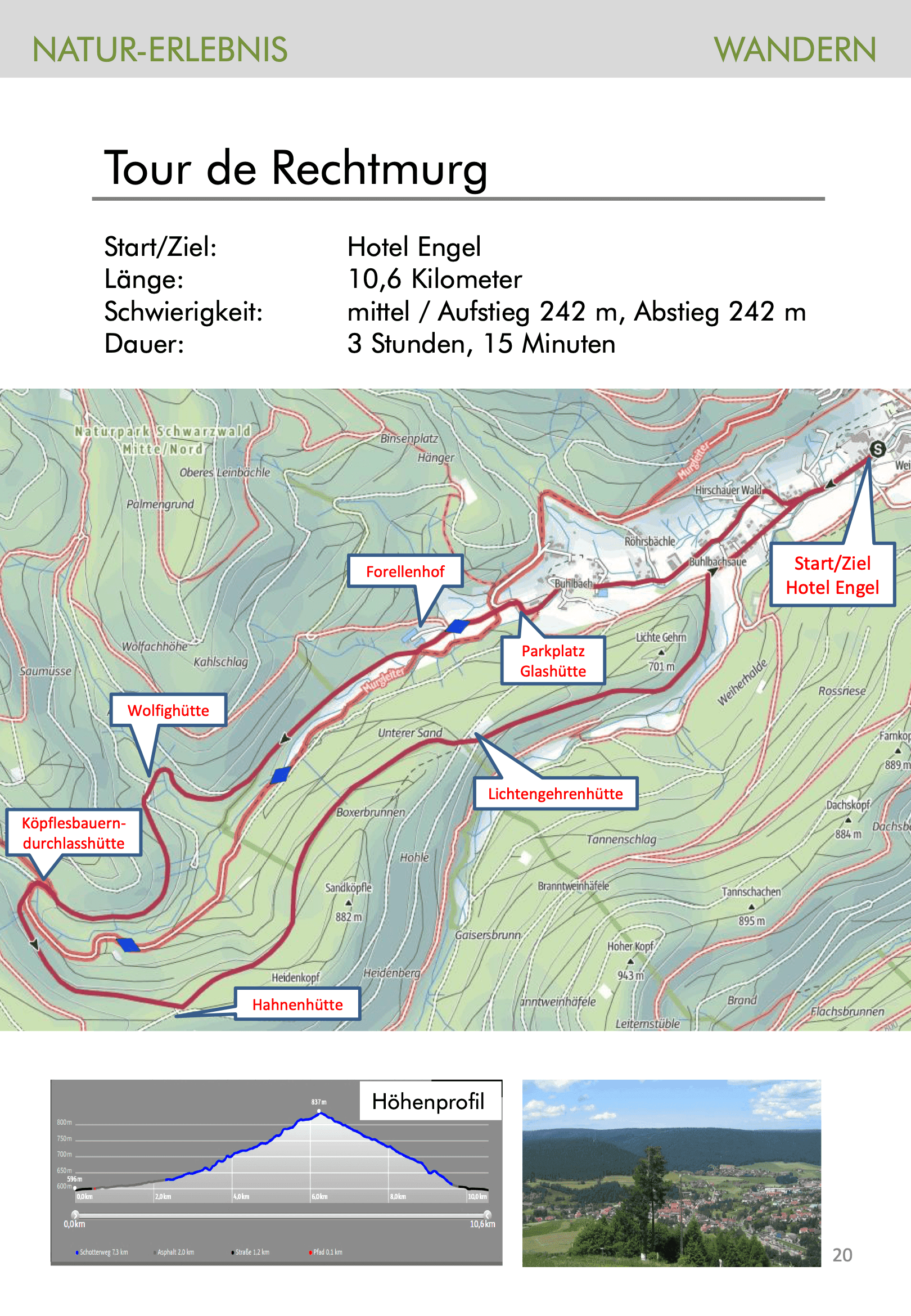 Wandertouren-Broschüre Seite 20: Tourenkarte Tour de Rechtmurg