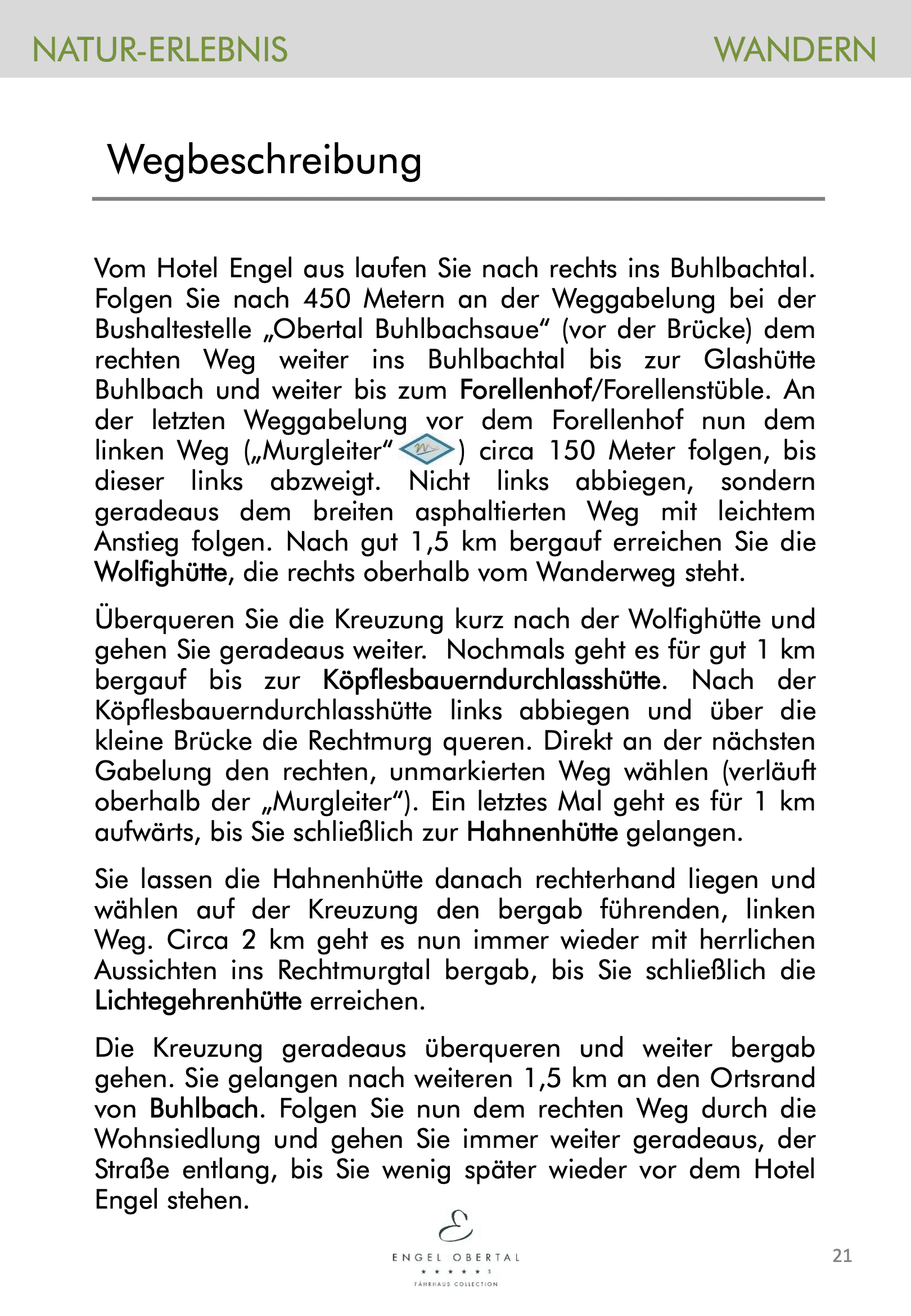 Wandertouren-Broschüre Seite 21: Wegbeschreibung Tour de Rechtmurg